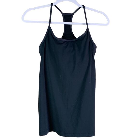 Fabletics Black Racerback Tank Top Gray Shelf Bra Size Small - Picture 1 of 4